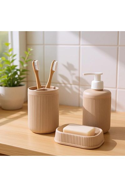 NY HOME 3-Piece Bathroom Set Beige