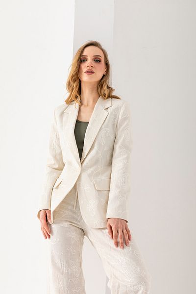 VUNTAL Women's Linen Embroidered Jacket
