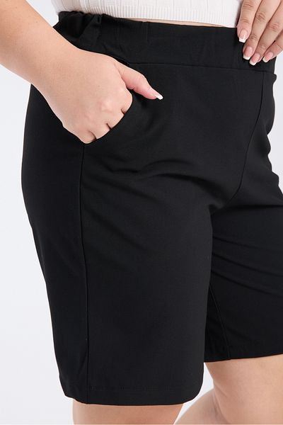 Gül Moda Women's Black Elastic Waist Fabric Shorts G122-1