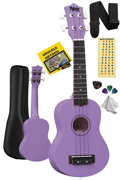 Midex UKX-901PRP Purple Soprano Ukulele (Strap Bag Method Pick)