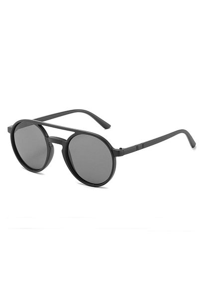 GERICOM Ochelari de soare pentru femei, formă rotundă, lentile polarizate, filtru UV, lentilă neagră, ramă neagră