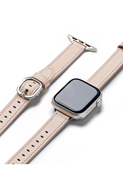 Ringke سوار جلدي رفيع لساعة أبل مقاس 38/40/41 مم | وردي دافئ
