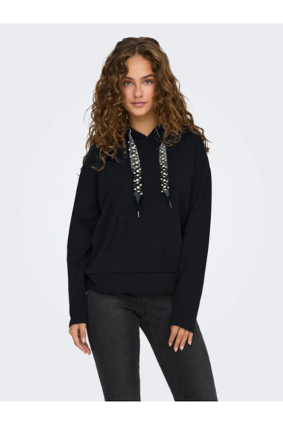 ONLY Onlfancy L/S Hood String Swt Kadın İnci Detaylı Kapüşonlu Sweatshirt