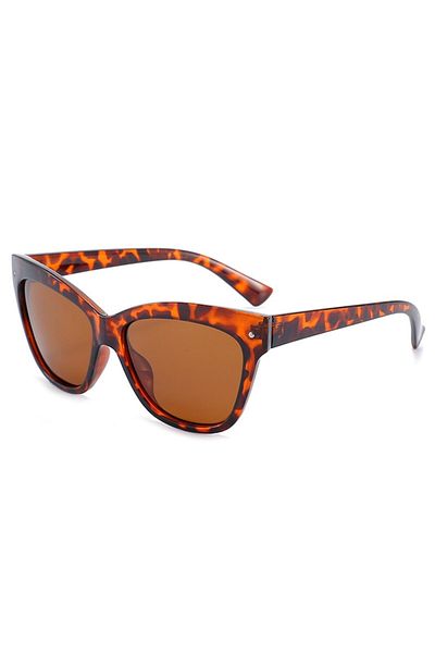 GERICOM Women's Polarized Cat Eye Sunglasses, Plastic Frame, Leopard Brown/Black