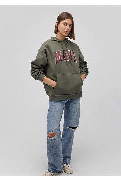 Mavi Hanorac kaki cu glugă cu logo imprimat Oversize / Wide Cut 1600361-71581