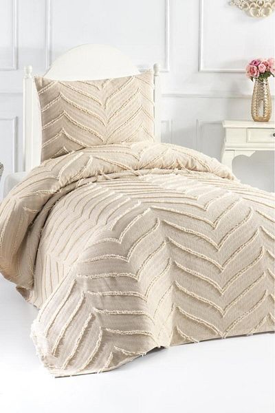 Çeyiz Diyarı Dowry Land Sementina 2 Piece Single Pique Set Beige