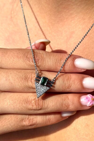 TAKIŞTIR Silver Color Stone Detailed Ysx Necklace