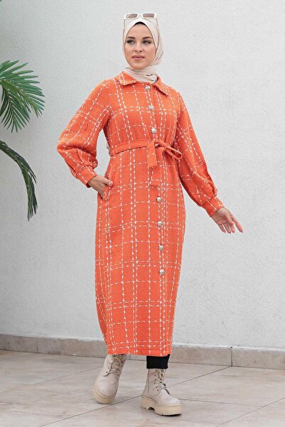 Missvalle Buttoned Cashmere Coat Orange 19600