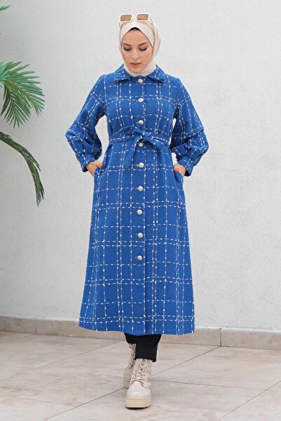 Missvalle Buttoned Cashmere Coat Blue 19600