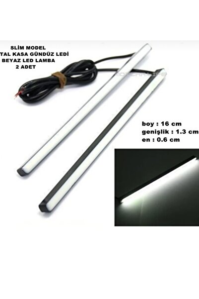 Point Gündüz Led İnce Model Slim Metal Kasa Beyaz Işık 21 Led Gündüz Ledi 16cmX1,3cmX0.6 Cm 2 Adet