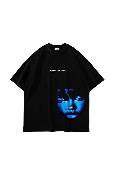 Sekizbiraltı Beyond the Blue Printed Oversize Unisex Black Tshirt