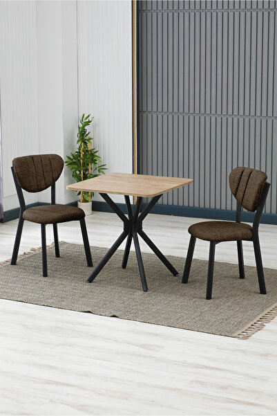 Lumodi Mobilya Elma Kare Mutfak Masa Sandalye Takımı, 2 Sandalye 1 Sabit Cevi...