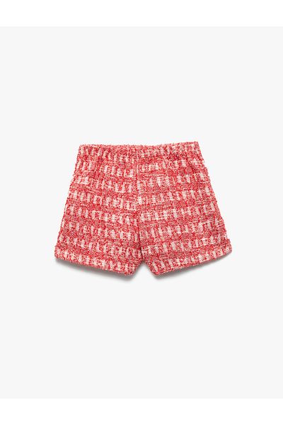 Koton Texture Tweed Shorts Skirt with Elastic Waist