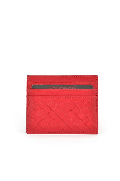 Ziya , Unisex Genuine Leather Card Holder 1539852Z05 Red