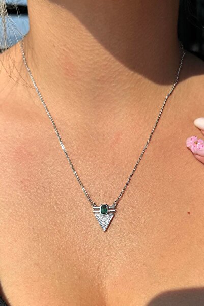 TAKIŞTIR Silver Color Stone Detailed Ysx Necklace