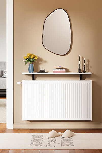 HALL BREATHE Beyaz oval şekilli 120x18 cm petek rafı, şık ve kullanışlı ısıtıcı aksesuarı