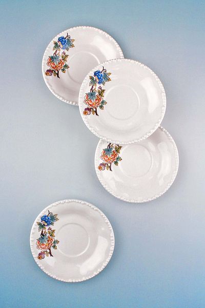Bursa Porselen Dekor Pearl Series Flower Bouquet 4 Porcelain Tea Plate