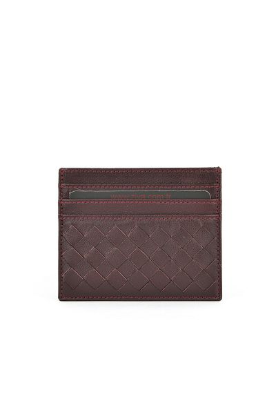 Ziya , Unisex Genuine Leather Card Holder 1539852Z05 Claret Red