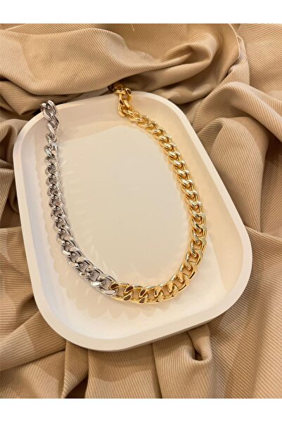 MU&ME BOUTİQUE قلادة سلسلة مزدوجة اللون