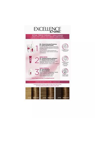 L'Oreal Paris Vopsea de par imbogatita cu Pro-Keratina, EXCELLENCE, 5.3 castaño claro dorado, 1 buc