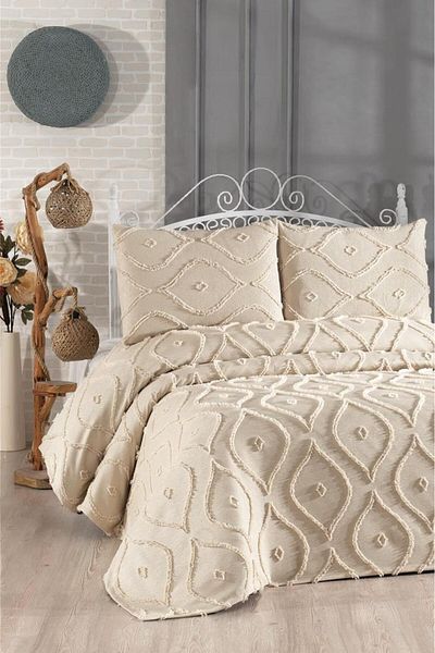 Çeyiz Diyarı Dowry Land Pirot 3 Piece Double Pique Set Beige