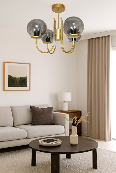 Turanconcept Kaya 4lü Dekoratif Avize Modern Klasik Tasarım Salon Yemek Odası...