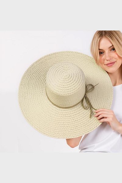 Külah Premium Raffia Oversize Beige Wide Straw Beach Hat
