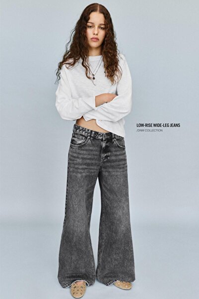Pull & Bear Düşük bel geniş paça jean