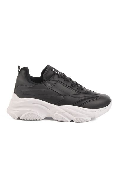 WALKWAY Black and White Lace-Up Women's Sneaker Drk171 g