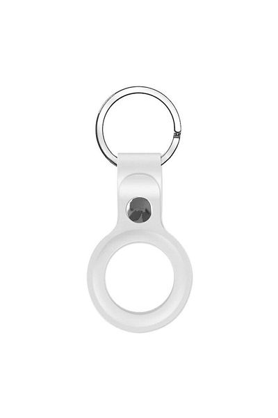 SOHO Breloc protectie din piele naturala compatibil cu Apple AirTag, Alb