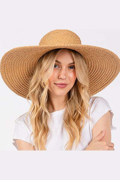 Külah Premium Raffia Oversize Camel Wide Straw Beach Hat