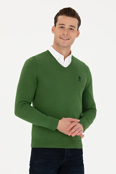 U.S. Polo Assn. Pulover uni din bumbac cu decolteu in V