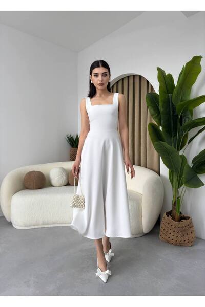 EtikaOnline Calliope Kare Yaka Midi Boy Elbise