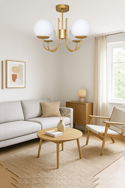 Turanconcept Kaya 4lü Dekoratif Avize Modern Klasik Tasarım Salon Yemek Odası...