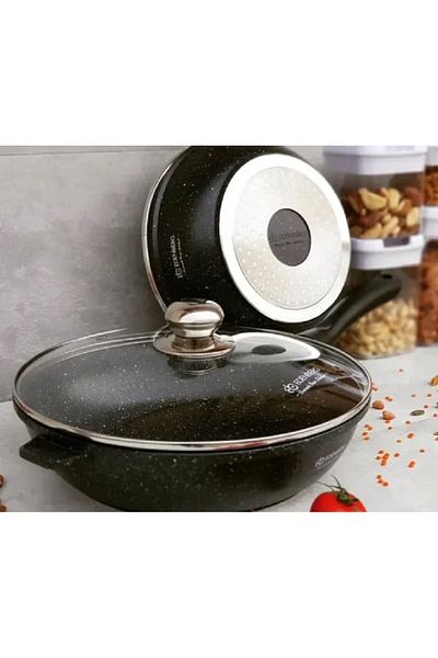 EDENBERG Frying pan with lid with marble coating, diameter 28 cm,