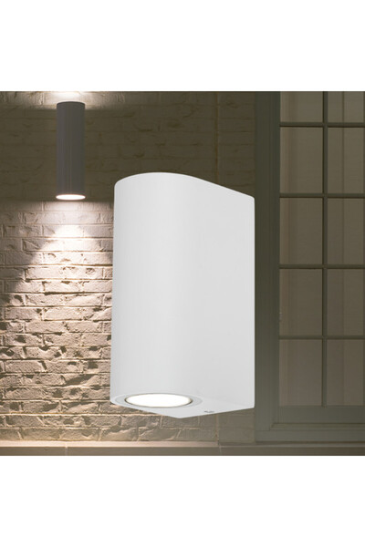 Braytron Outdoor sconce, white, 2 bulbs, GU10, IP44 protection,