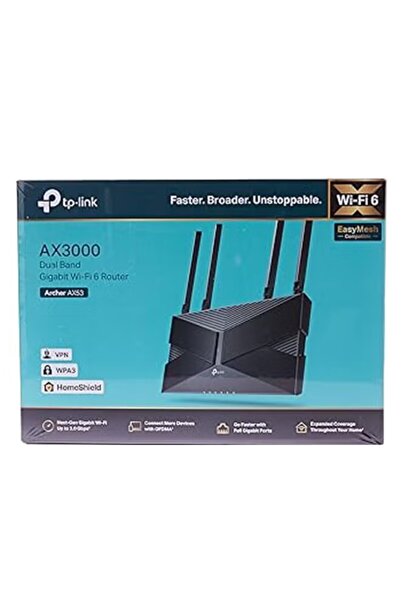TP-LINK Archer AX53 Wi-Fi 6 Router – AX3000 Mbps Dual Band, OneMesh, HomeShield – Black