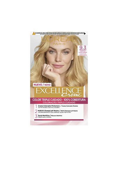 L'Oreal Paris Vopsea de par imbogatita cu Pro-Keratina, EXCELLENCE, 9.3 rubio claro claro dorado, 1 buc