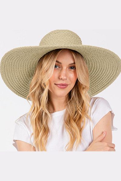 Külah Premium Raffia Oversize Beige Wide Straw Beach Hat