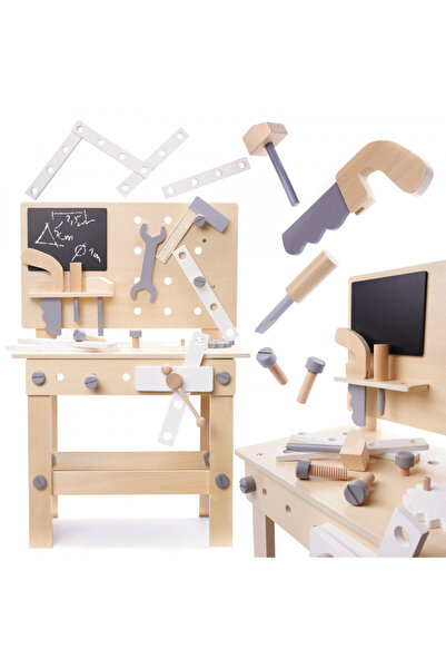 Ikonka Set banc de lucru cu scule din lemn, atelier pentru copii, 45cm x 26cm...