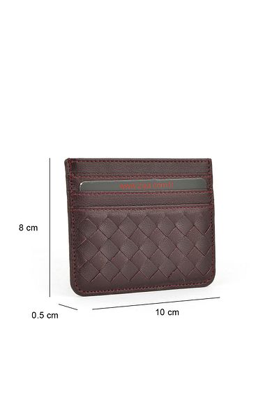 Ziya , Unisex Genuine Leather Card Holder 1539852Z06 Claret Red