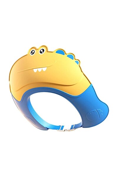 Flo Cască de duș pentru copii, reglabilă, 0-12 ani, model crocodil, galben/albastru