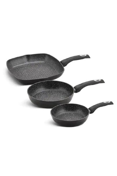 EDENBERG Set 3 tigai cu acoperire marmorata, 20/24 m + grill 28 cm,