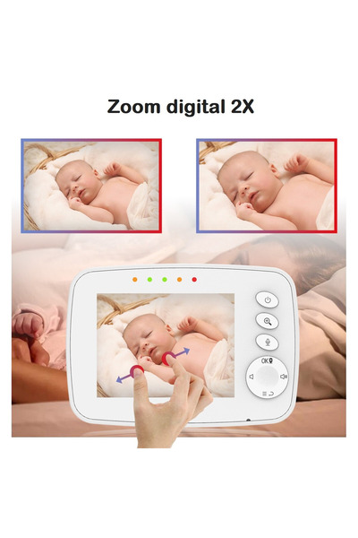 Smart Vibe HelloKid SE-3M - Αυτόματη νυχτερινή όραση βρεφικού μόνιτορ, αμφίδρομος ήχος, θερμοκρασία/υγρασία, λευκό