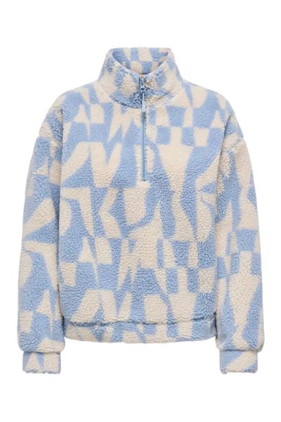 ONLY Onlnew Janne L/S Half Zip Box Swt Women's Zipper Patterned Fleece Sweat