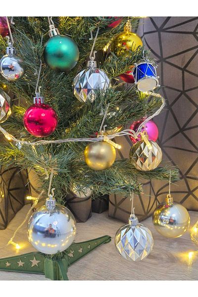 mıstıque home Christmas Tree Ornament 6 Pieces Large Matte Gray Ball Christmas Tree Ornament 6 cm