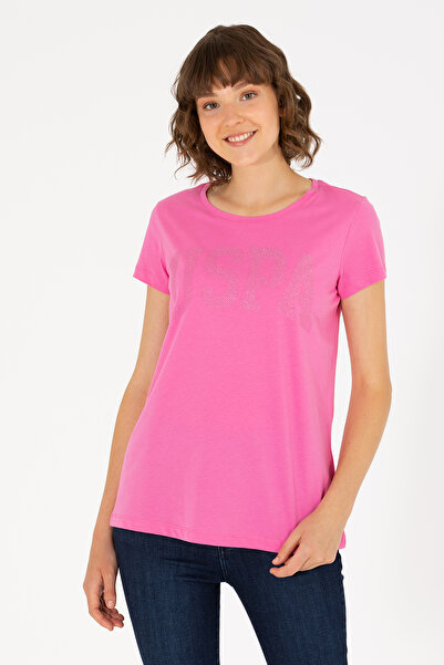 U.S. Polo Assn. Tricou cu decolteu la baza gâtului cu imprimeu logo