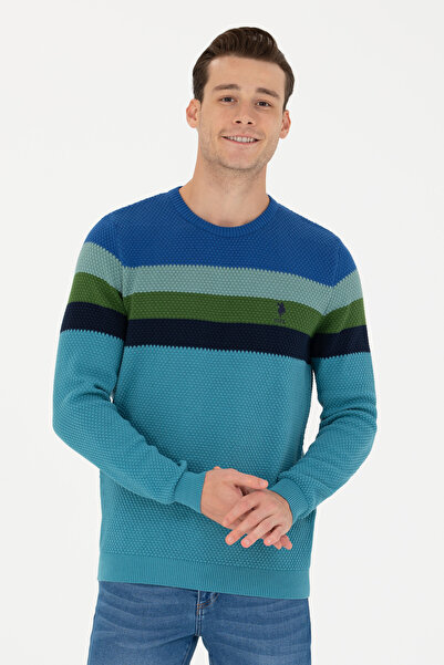 U.S. Polo Assn. Pulover texturat cu dungi