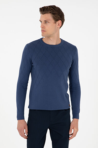U.S. Polo Assn. Pulover Barbat Albastru Cu Model Tricotat