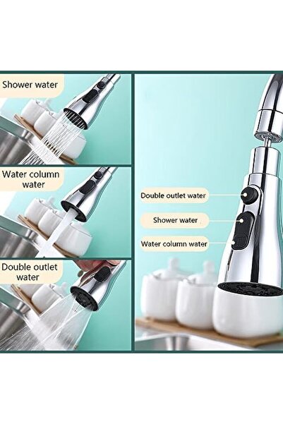 Generic Goo Spray Head, 360 Degree Rotatable Kitchen Tap 3 Water Modes Bathroom Universal